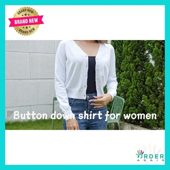 Long Sleeve Open Front Cropped Cardigan Lightweight Button Down Chic - Picture 8 of 8